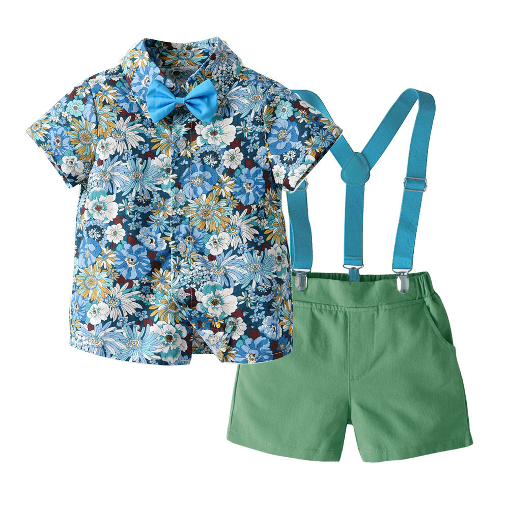 Wholesale of Boys' Cotton Printed Shirts and Pants Sets