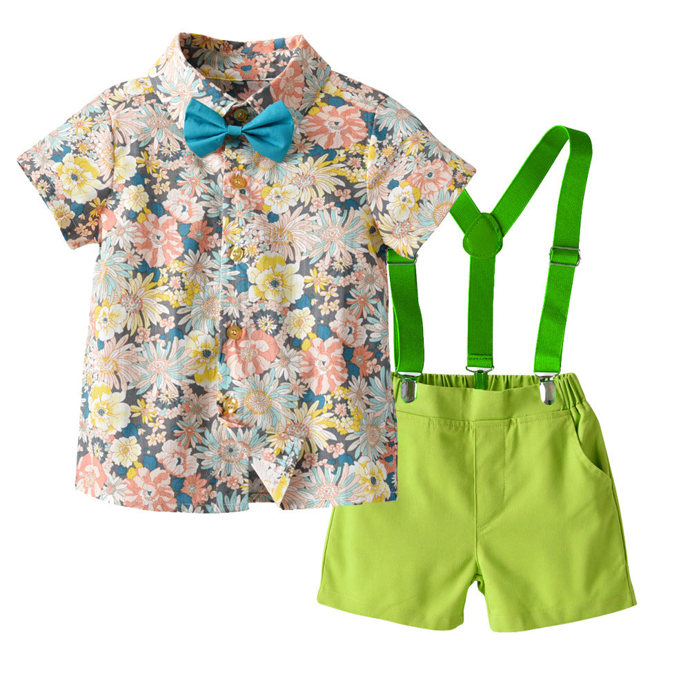 Wholesale of Boys' Cotton Printed Shirts and Pants Sets