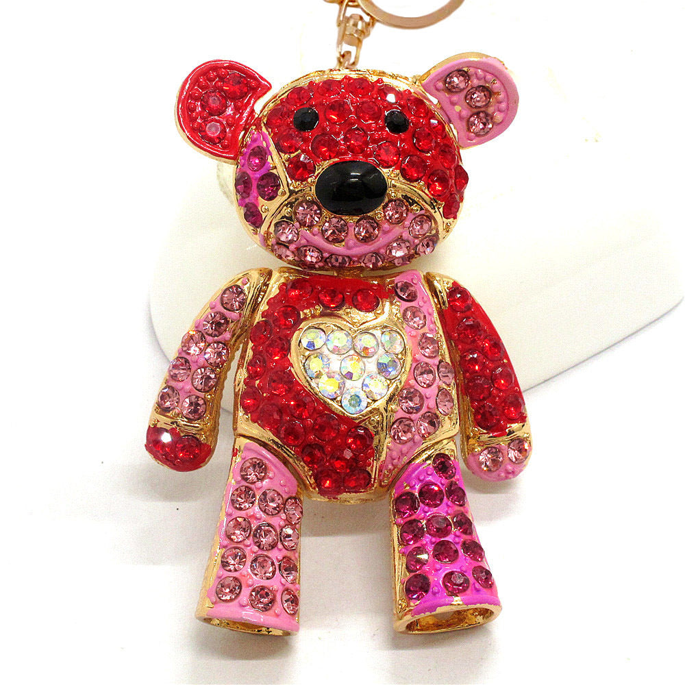 Wholesale cute cartoon bear pendant color metal keychain