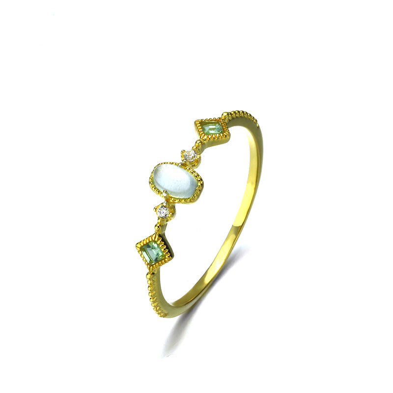 Anillo de aguamarina natural al por mayor de plata esterlina