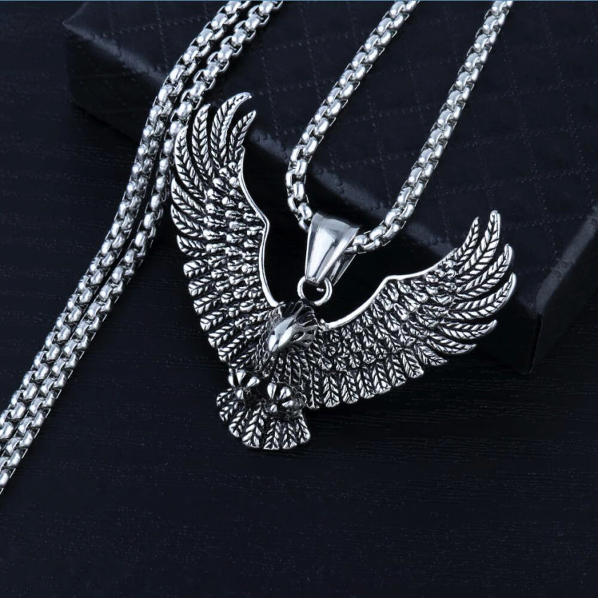 Wholesale Titanium steel eagle punk necklace