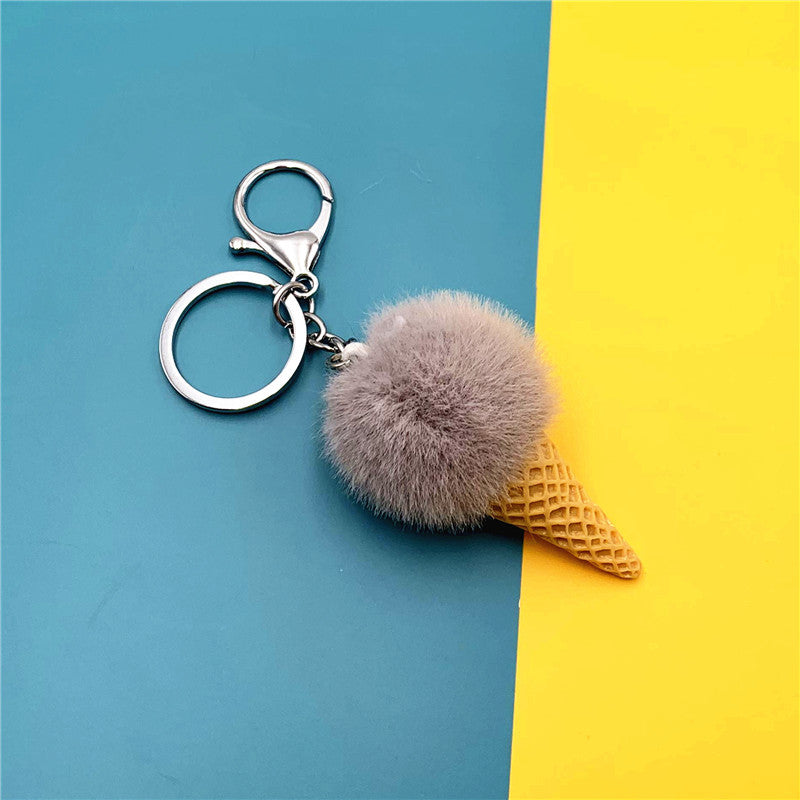 Wholesale Cartoon Fruit Keychain Ice Cream Cone Plush Car Keychain