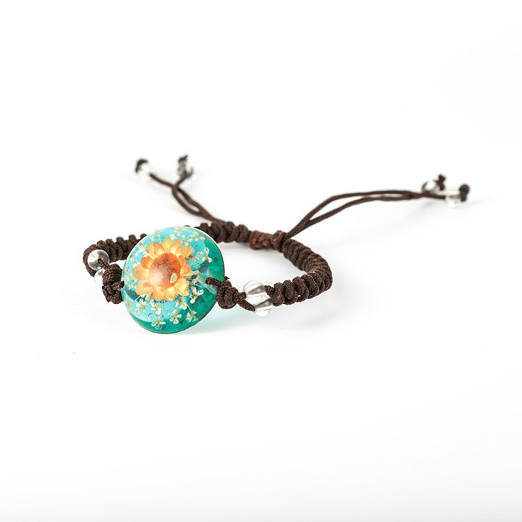 Wholesale 10pcs Amber Specimen Creative Real Flower Amber Bracelet