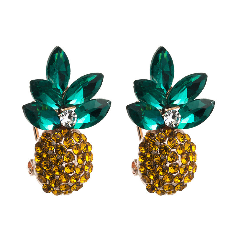 Wholesale Alloy Inlaid Color Rhinestone Pineapple Earrings