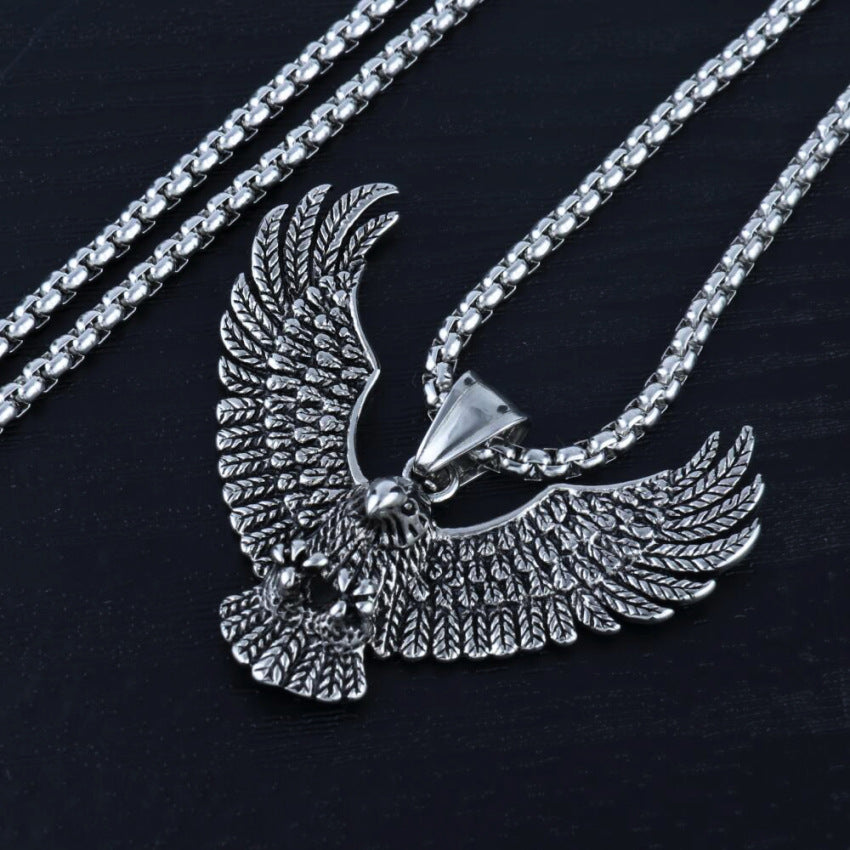 Wholesale Titanium steel eagle punk necklace