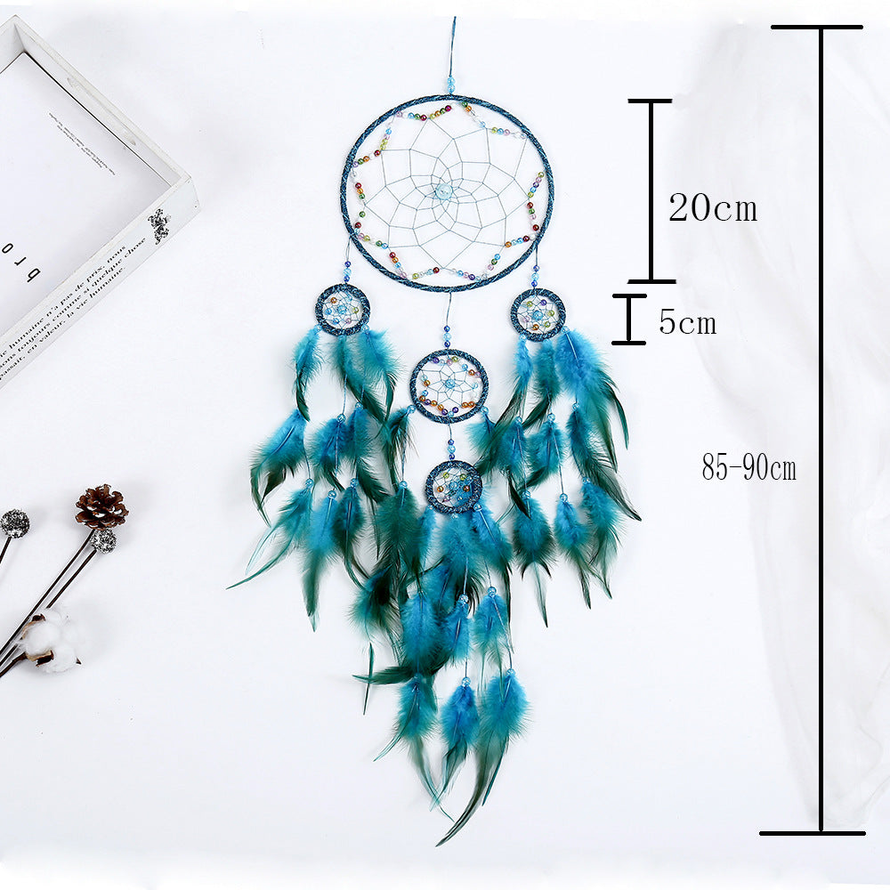 Wholesale of Five Ring Wind Chime Feather Dream Catching Net
