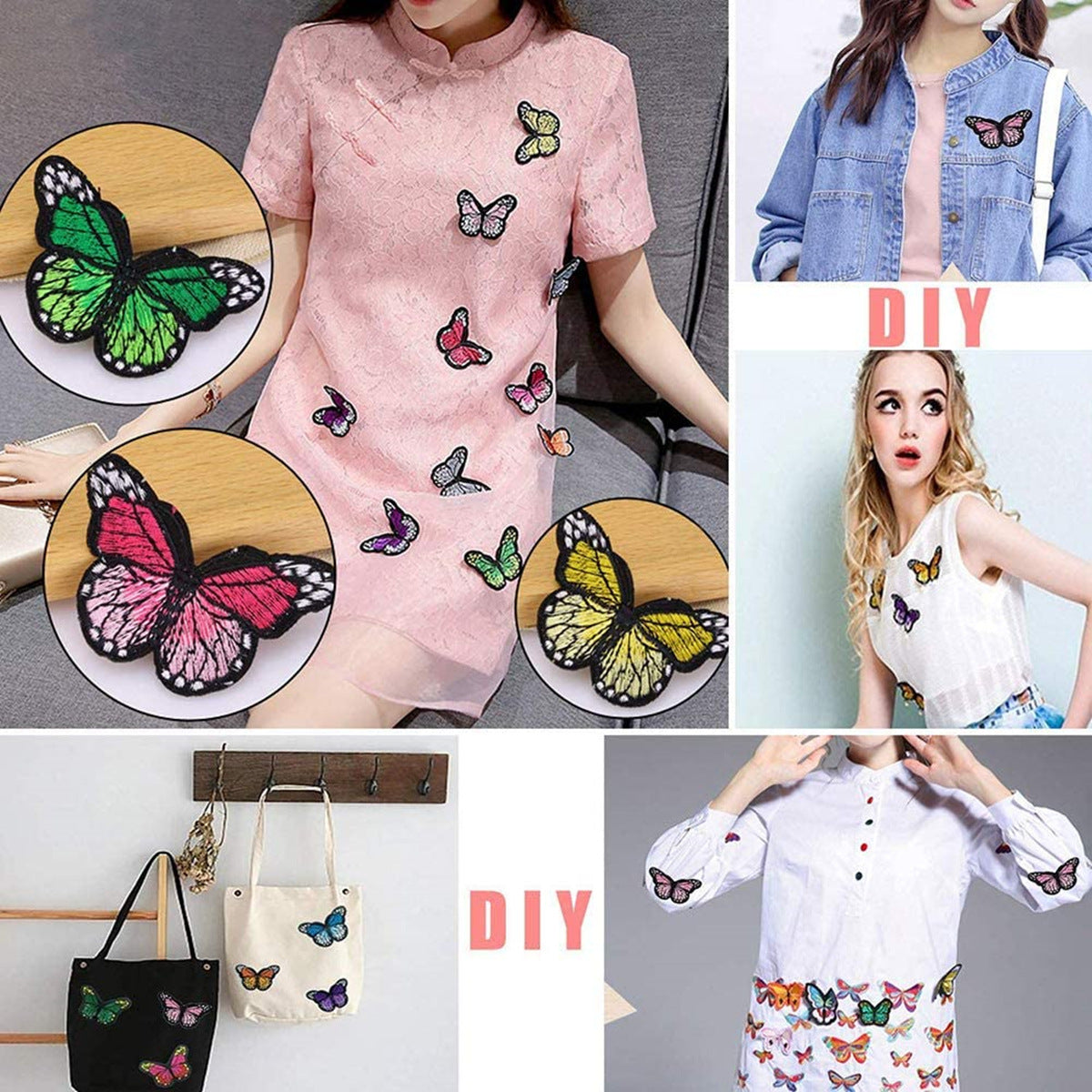 Wholesale Casual Embroidered Patch Set With Cartoon Hot Air Balloons Butterflies Flowers DIY Clothing Decoration 24 Piece Variety Pack