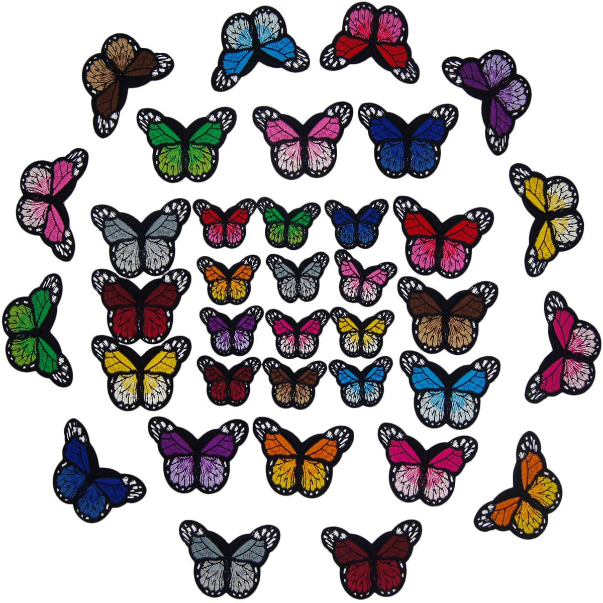 Wholesale Casual Embroidered Patch Set With Cartoon Hot Air Balloons Butterflies Flowers DIY Clothing Decoration 24 Piece Variety Pack