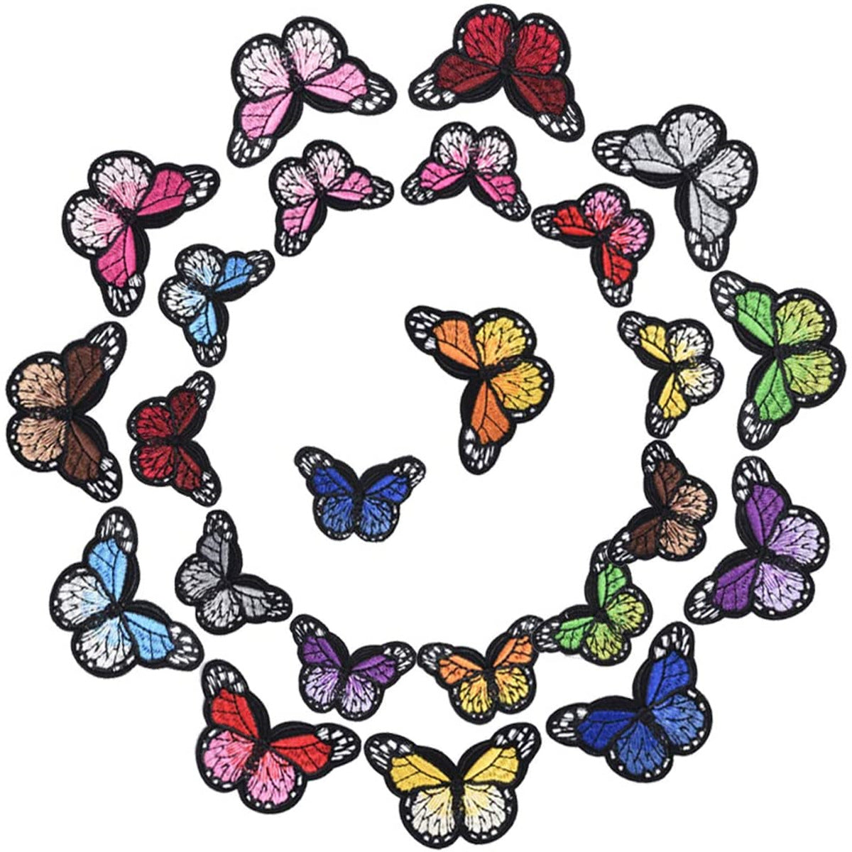 Wholesale Casual Embroidered Patch Set With Cartoon Hot Air Balloons Butterflies Flowers DIY Clothing Decoration 24 Piece Variety Pack