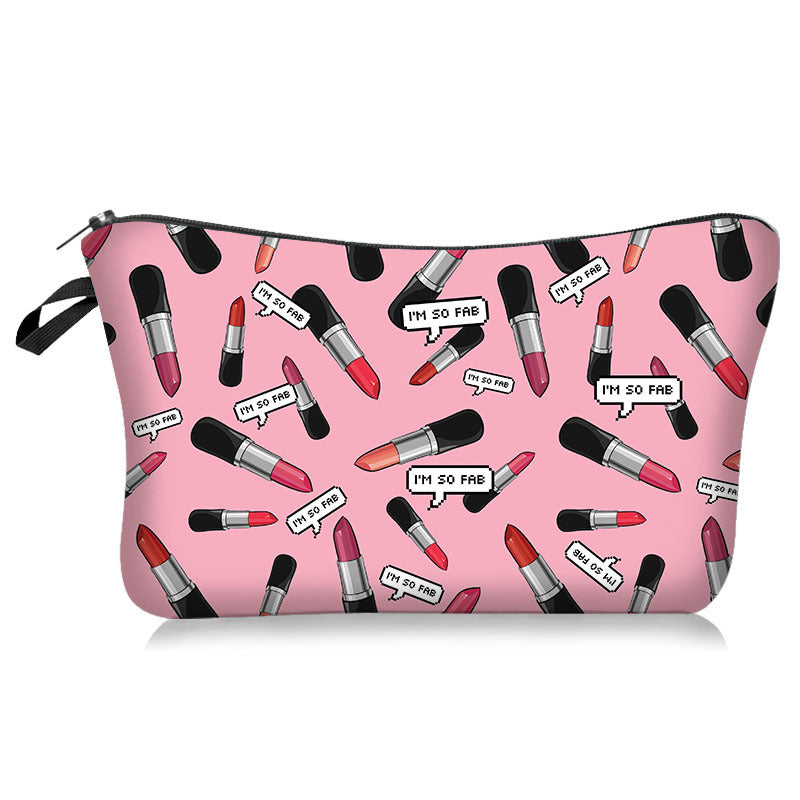 Bolsa cosmética impresa de labios de lápiz labial de poliéster al por mayor