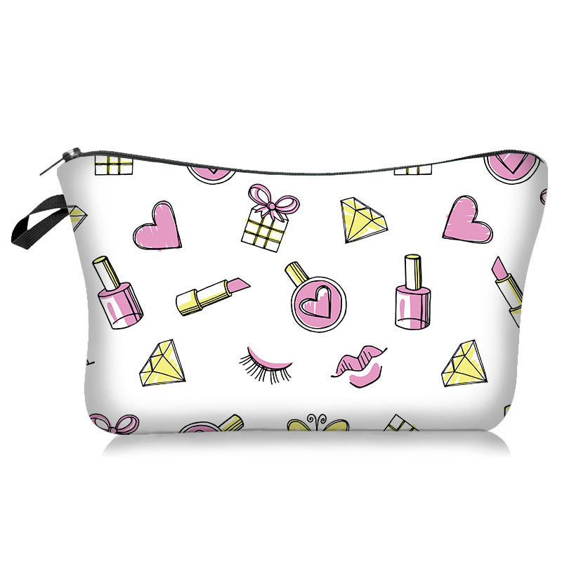 Bolsa cosmética impresa de labios de lápiz labial de poliéster al por mayor