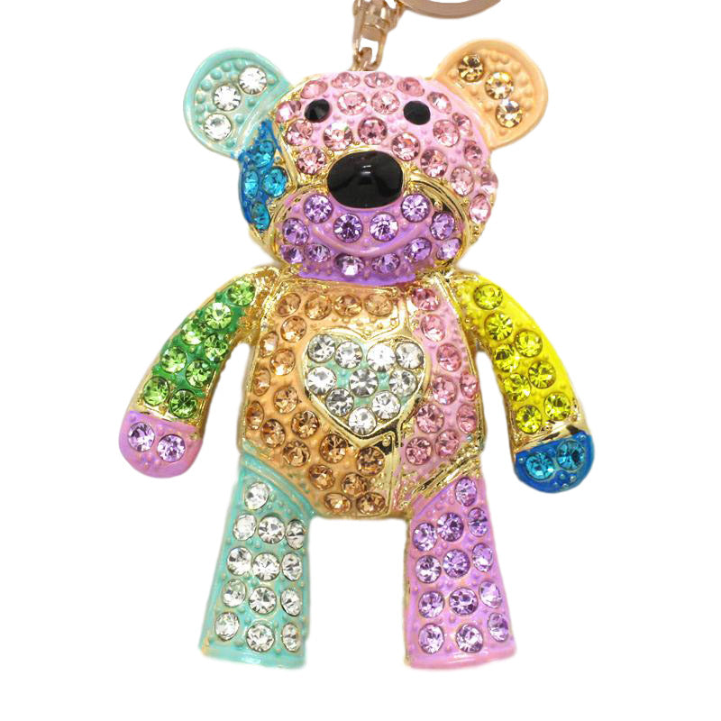 Wholesale cute cartoon bear pendant color metal keychain