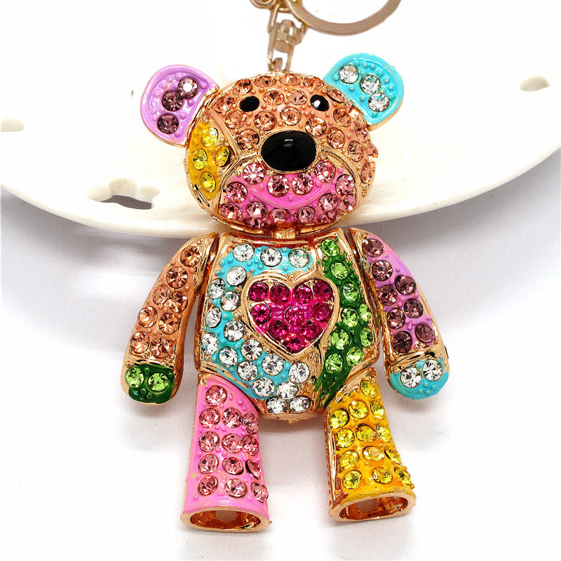 Wholesale cute cartoon bear pendant color metal keychain