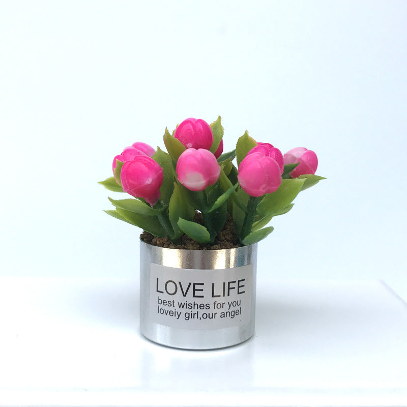 Wholesale 1:12 doll house dollhouse mini model handmadet iron basin lavender flower arrangement fleshy