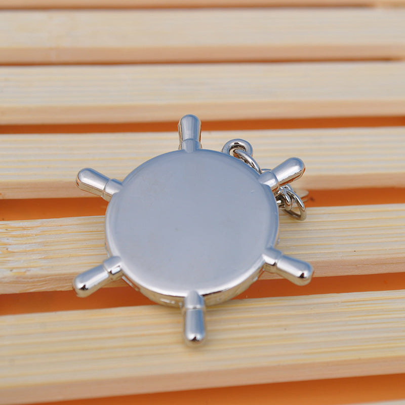Wholesale Zinc Alloy Ship Rudder Compass Keychain