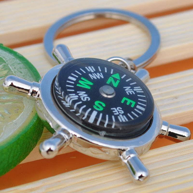 Wholesale Zinc Alloy Ship Rudder Compass Keychain