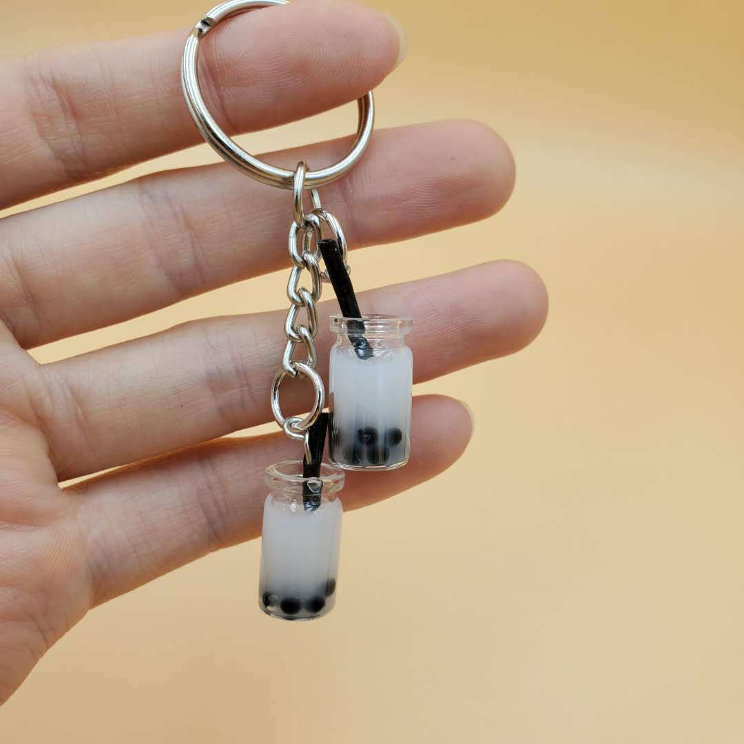 Wholesale Resin Real Mini Bubble Tea Cup Key Chain