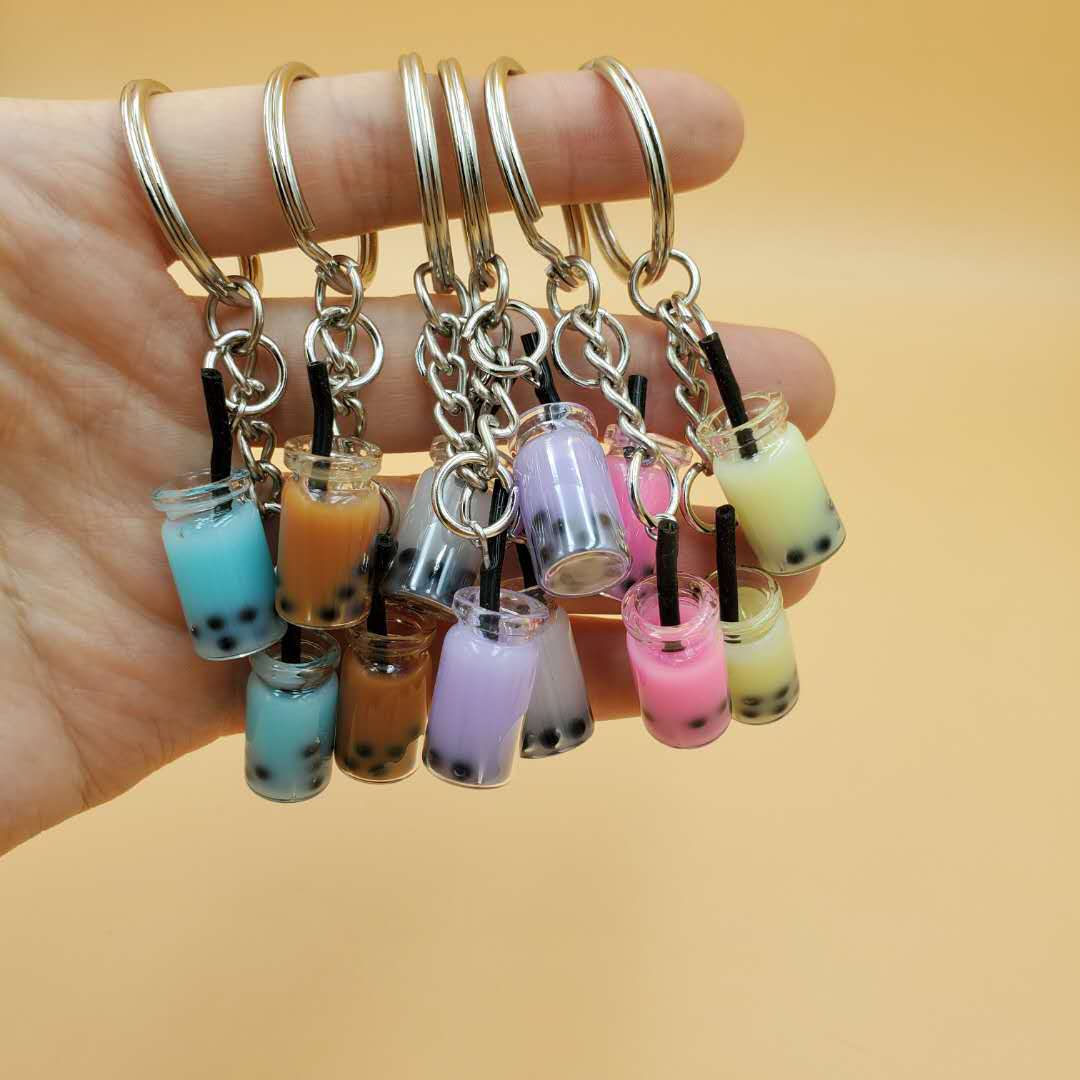 Wholesale Resin Real Mini Bubble Tea Cup Key Chain