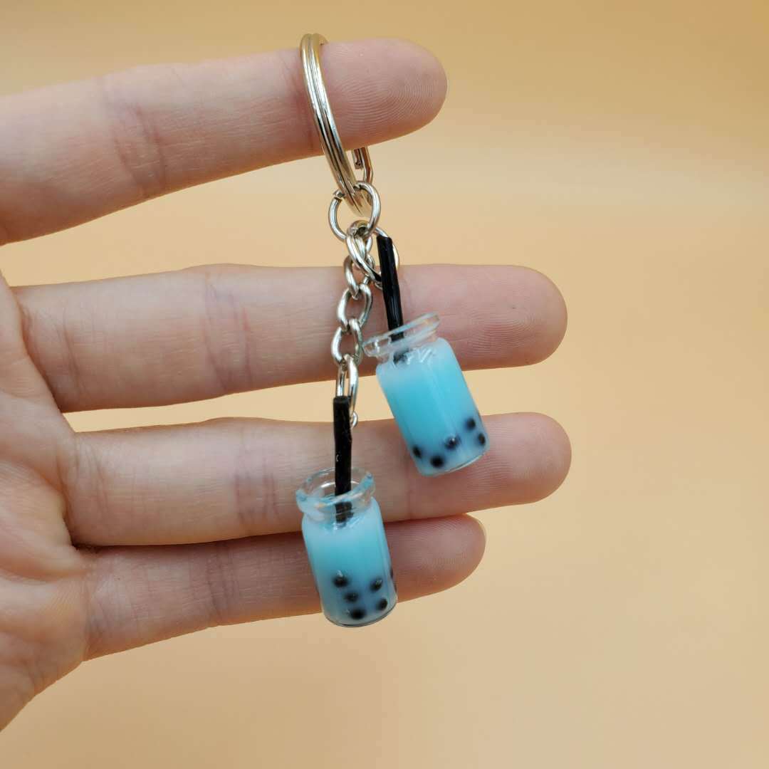 Wholesale Resin Real Mini Bubble Tea Cup Key Chain