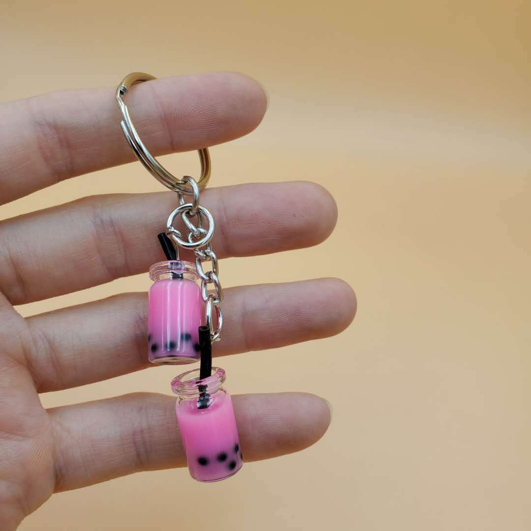 Wholesale Resin Real Mini Bubble Tea Cup Key Chain