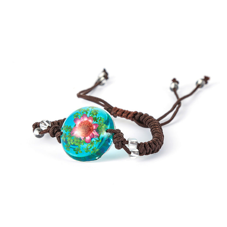 Wholesale 10pcs Amber Specimen Creative Real Flower Amber Bracelet