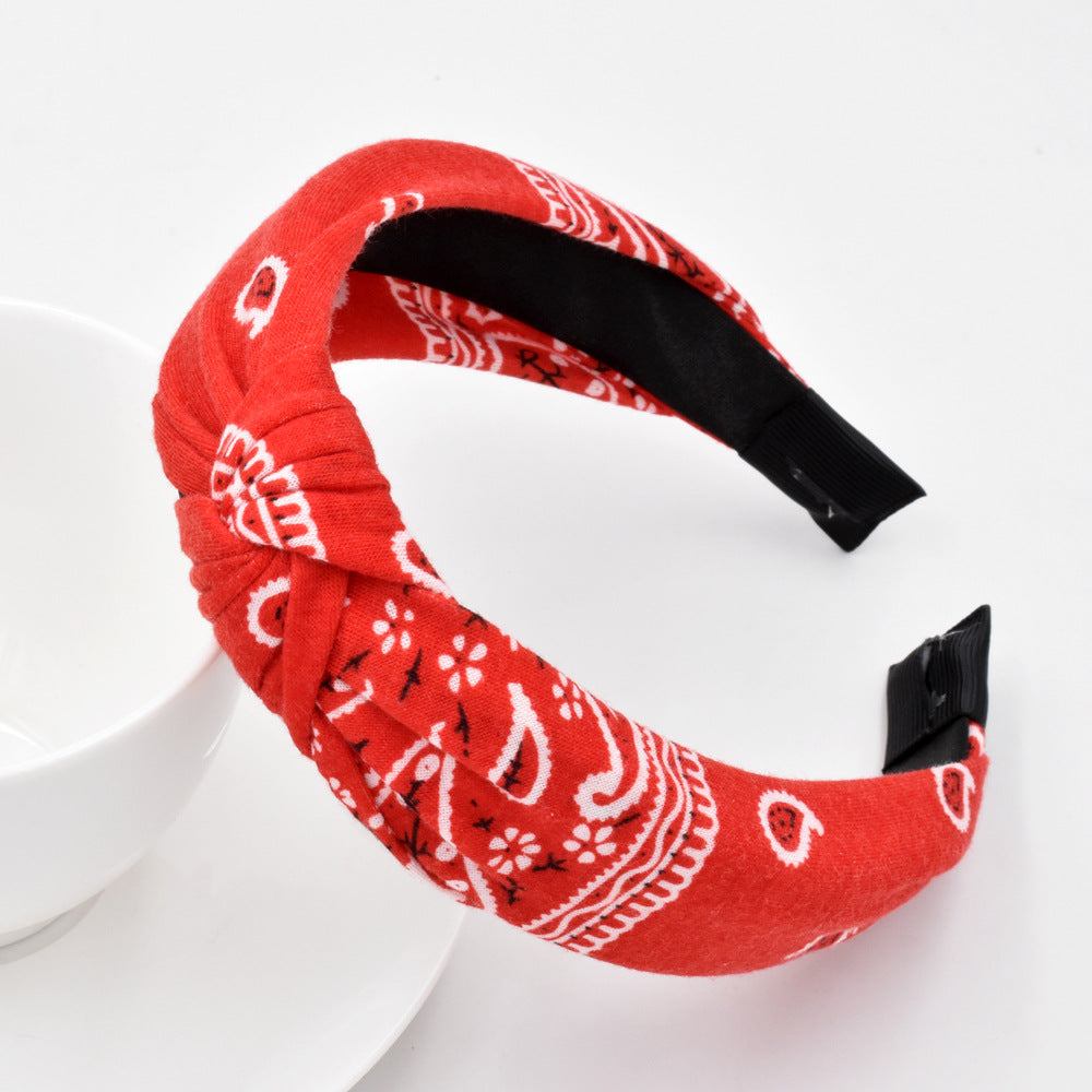 Wholesale Knitted Retro Baroque Cashew Flower Fabric Headband