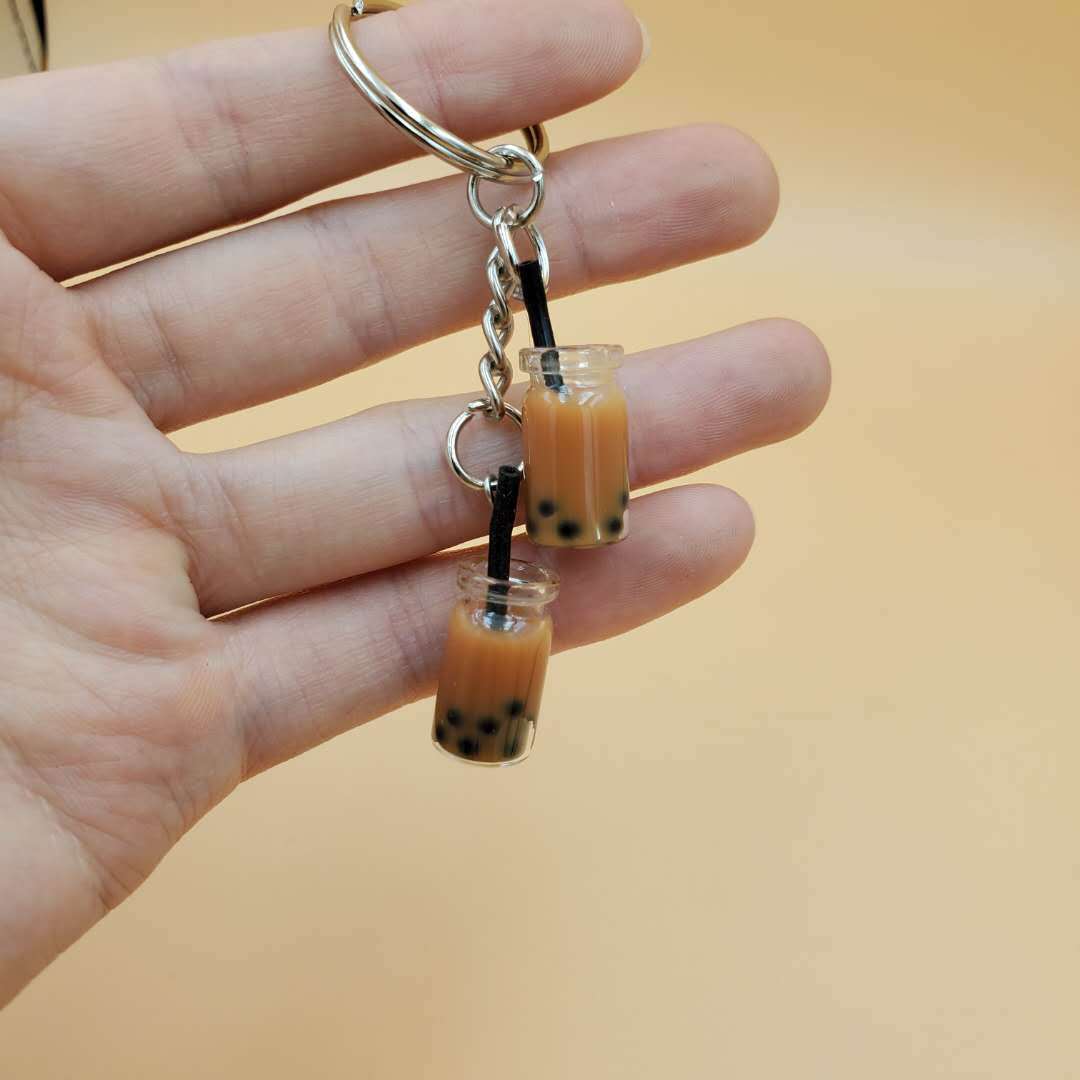 Wholesale Resin Real Mini Bubble Tea Cup Key Chain