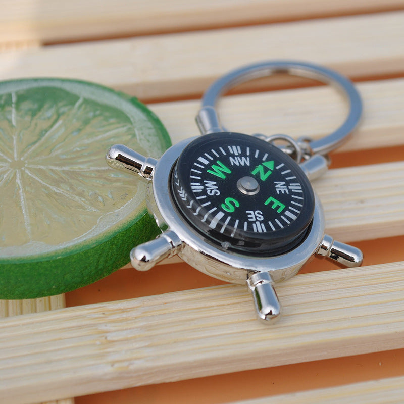 Wholesale Zinc Alloy Ship Rudder Compass Keychain