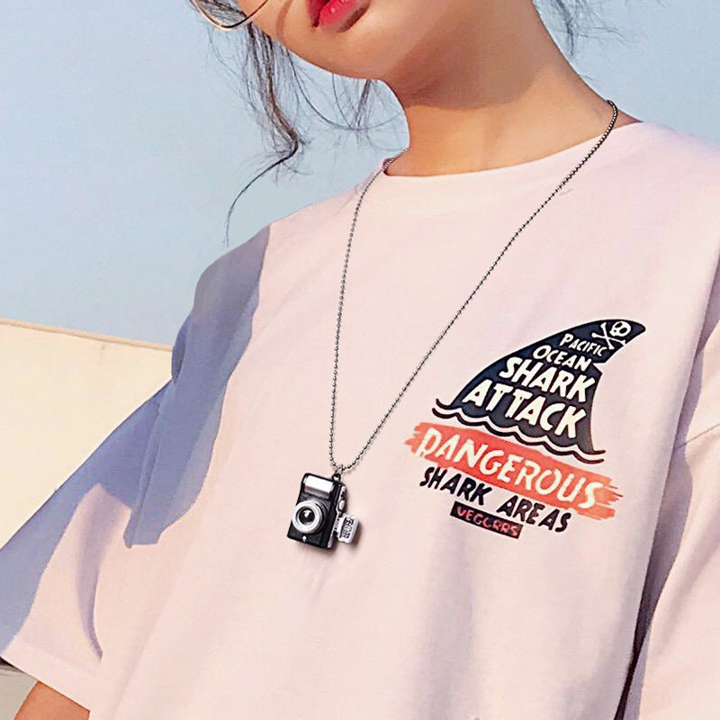 Wholesale Small Daisy Camera Alloy Necklace Sweater Chain Long Section