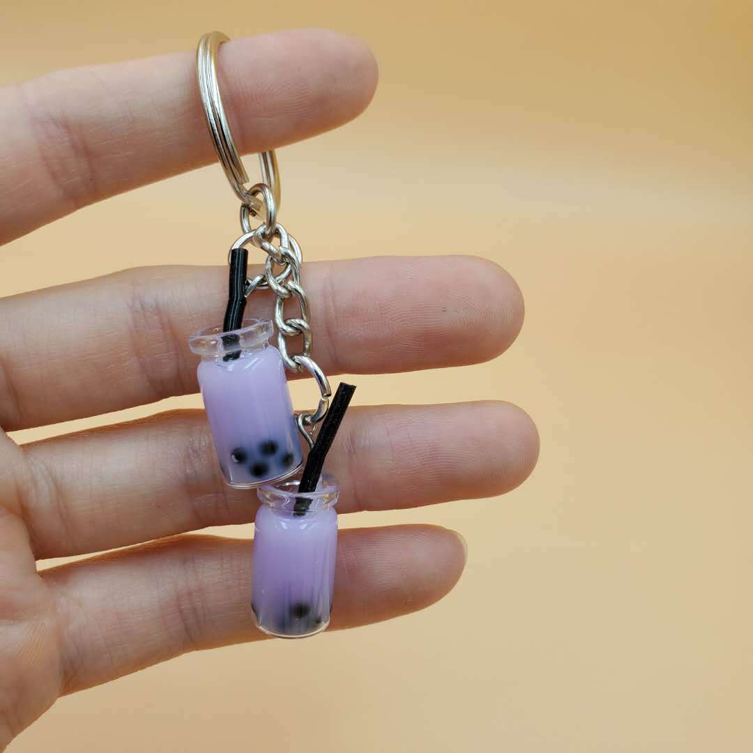 Wholesale Resin Real Mini Bubble Tea Cup Key Chain