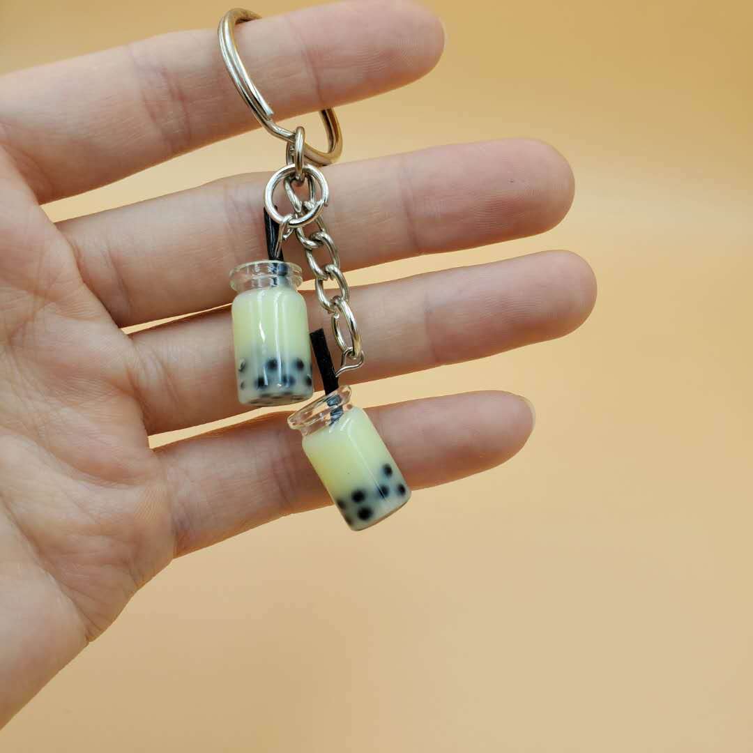Wholesale Resin Real Mini Bubble Tea Cup Key Chain