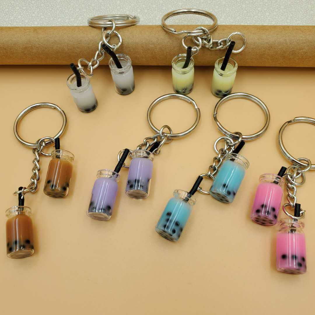 Wholesale Resin Real Mini Bubble Tea Cup Key Chain