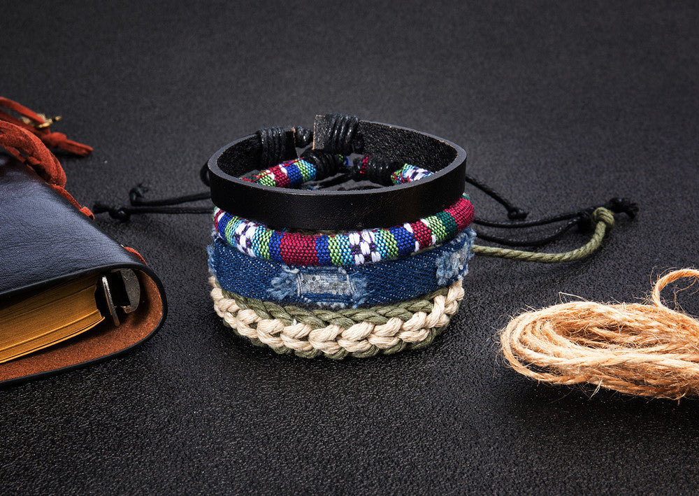 Juego de pulseras hechas a mano de mezclilla de mezclilla al por mayor