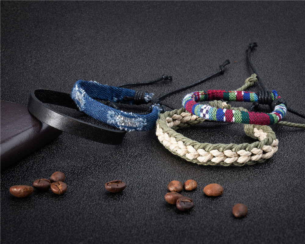 Juego de pulseras hechas a mano de mezclilla de mezclilla al por mayor