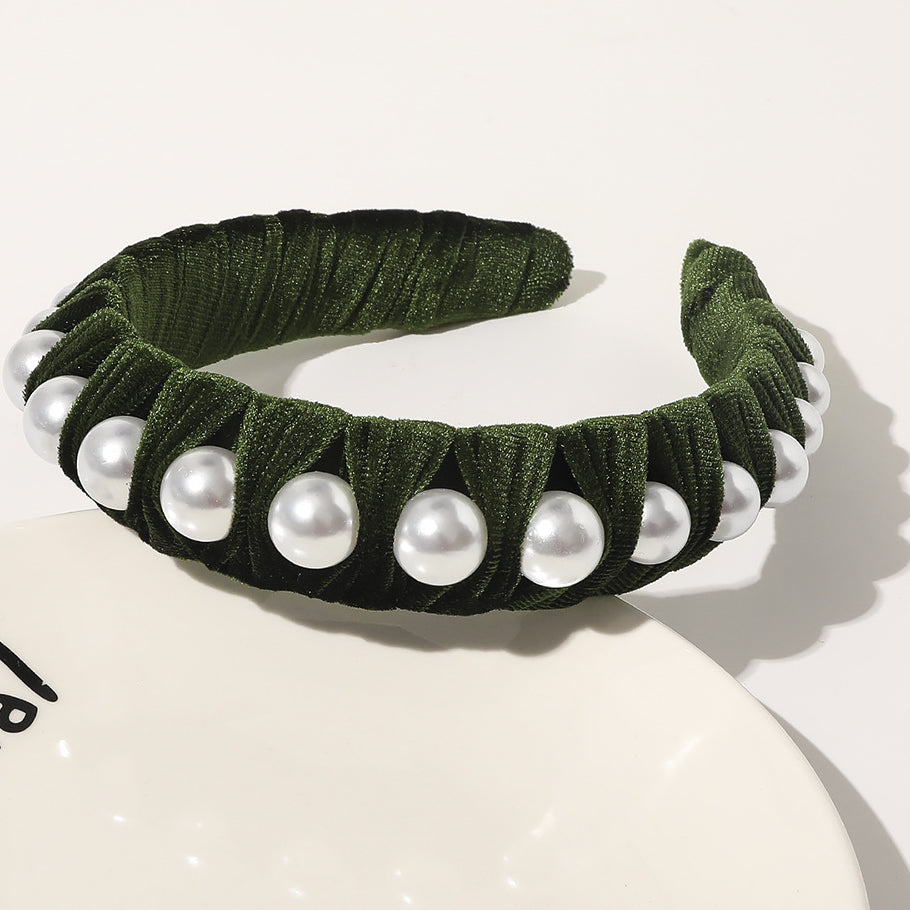 Wholesale of New Autumn and Winter Velvet Woven Pearl Hair Bands