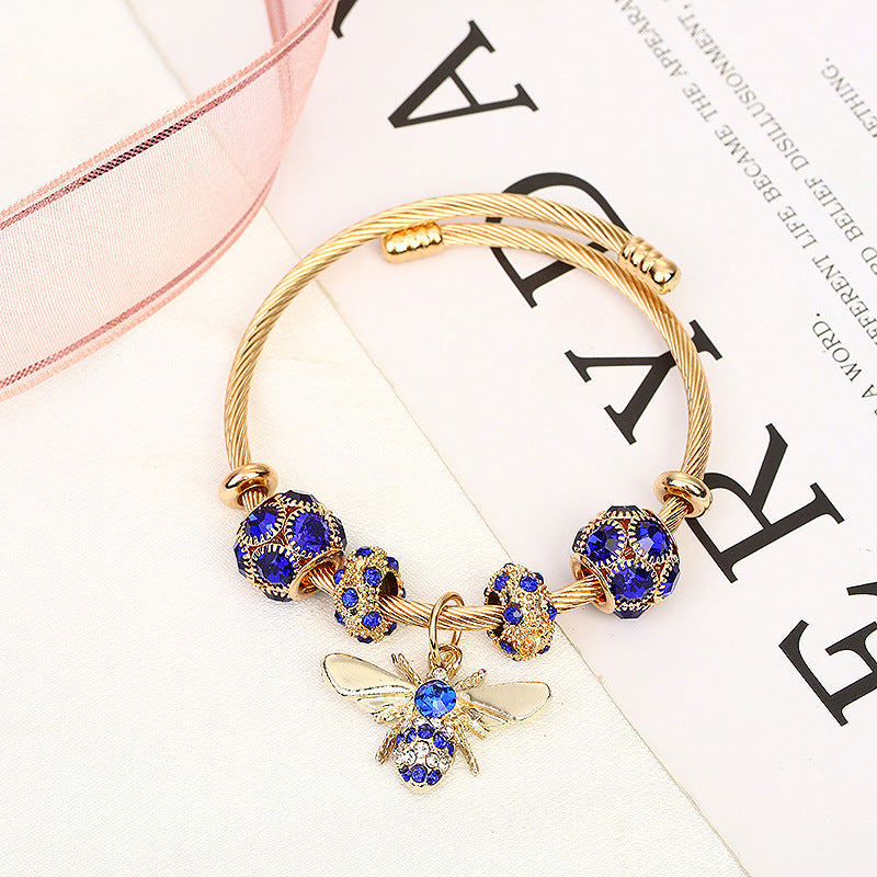 Wholesale Titanium Steel Gold Silver Adjustable Bee Shiny Bracelet