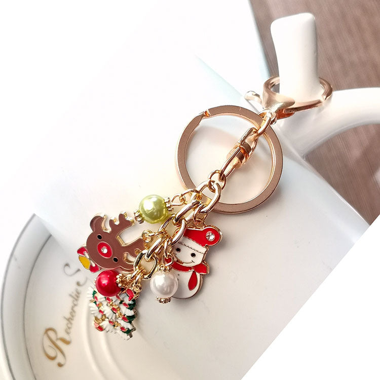 Wholesale Christmas Tree Elk Snowman Christmas  Alloy Keychain