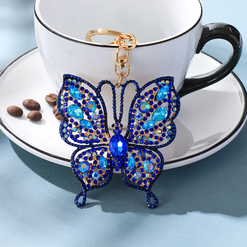Wholesale Alloy Colored Butterfly Diamond Keychain Pendant