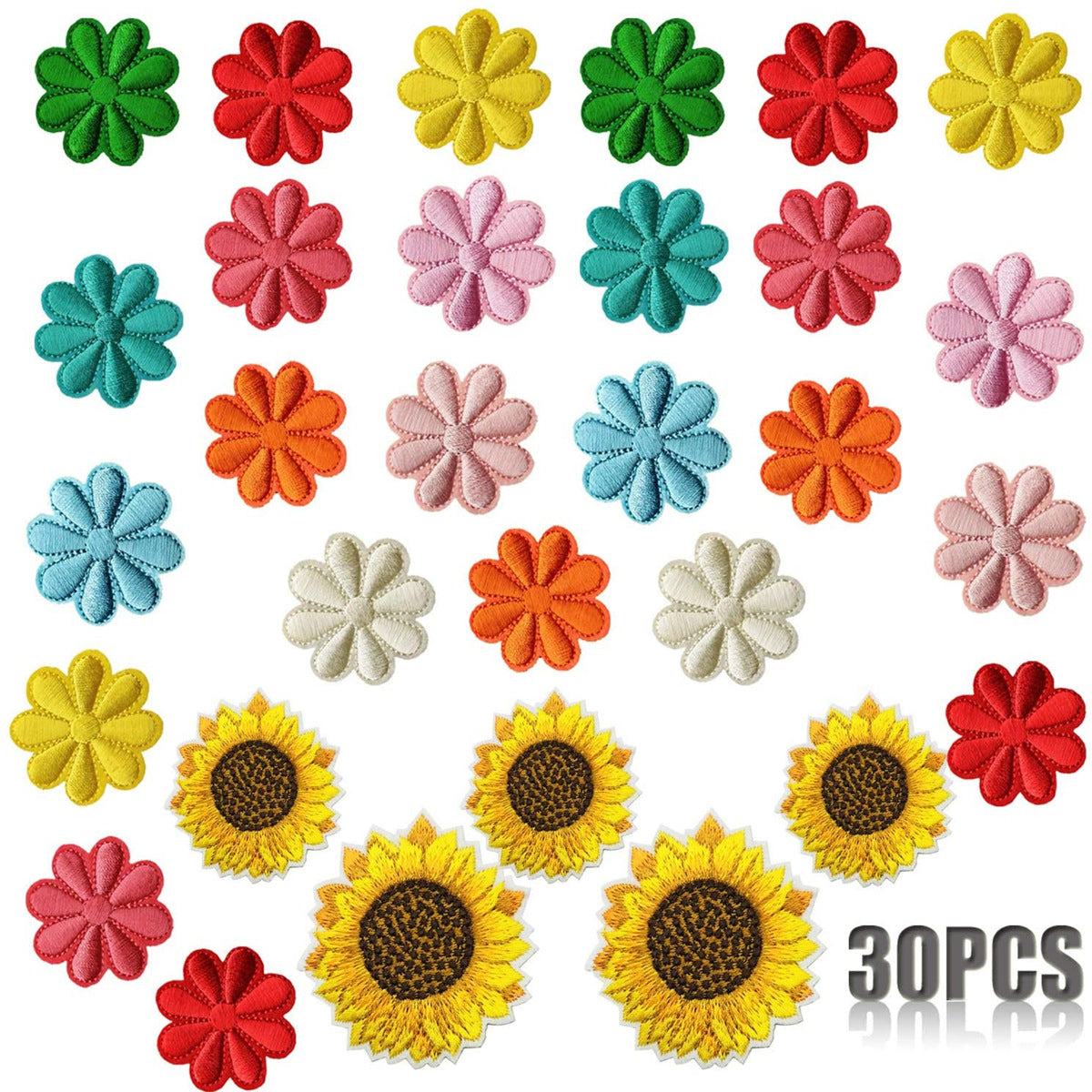Wholesale Trendy Sunflower Butterfly Colorful Embroidered Patches For Clothing DIY