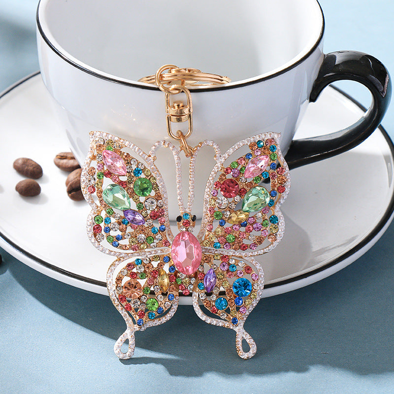 Wholesale Colorful Diamond Inlaid Creative Butterfly Metal Keychains