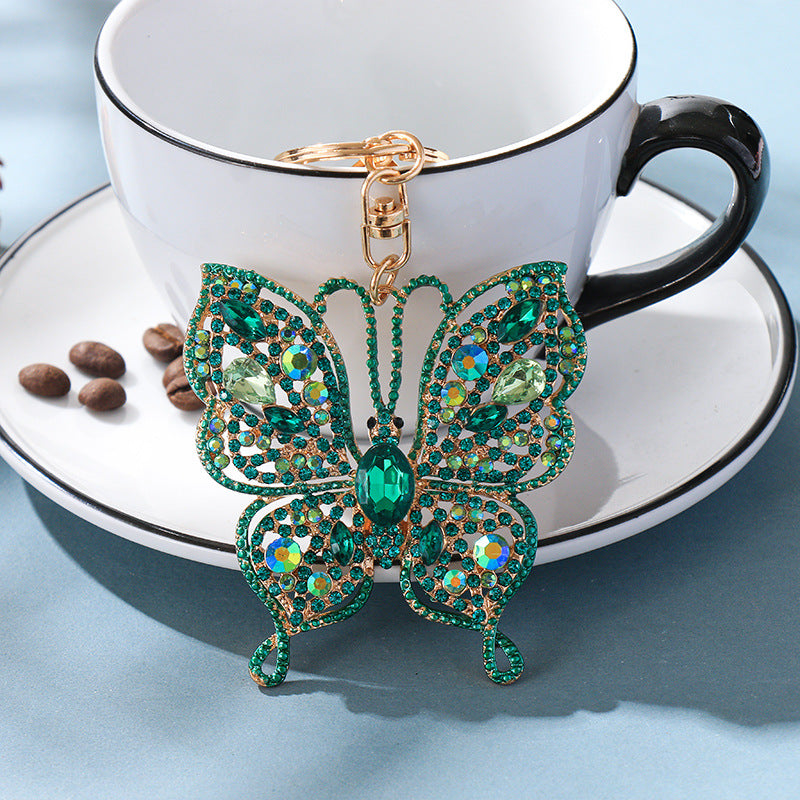 Wholesale Alloy Colored Butterfly Diamond Keychain Pendant