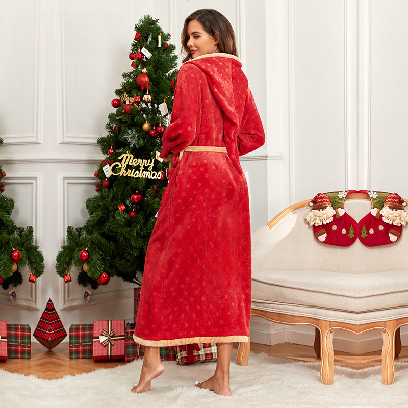 Wholesale Christmas Hooded Flannel Robe