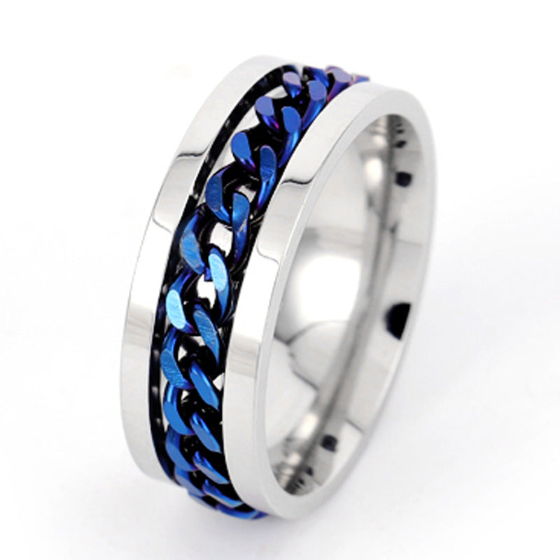 Wholesale Ring Opening Bottle Rotatable Chain Titanium Steel Men's Ring