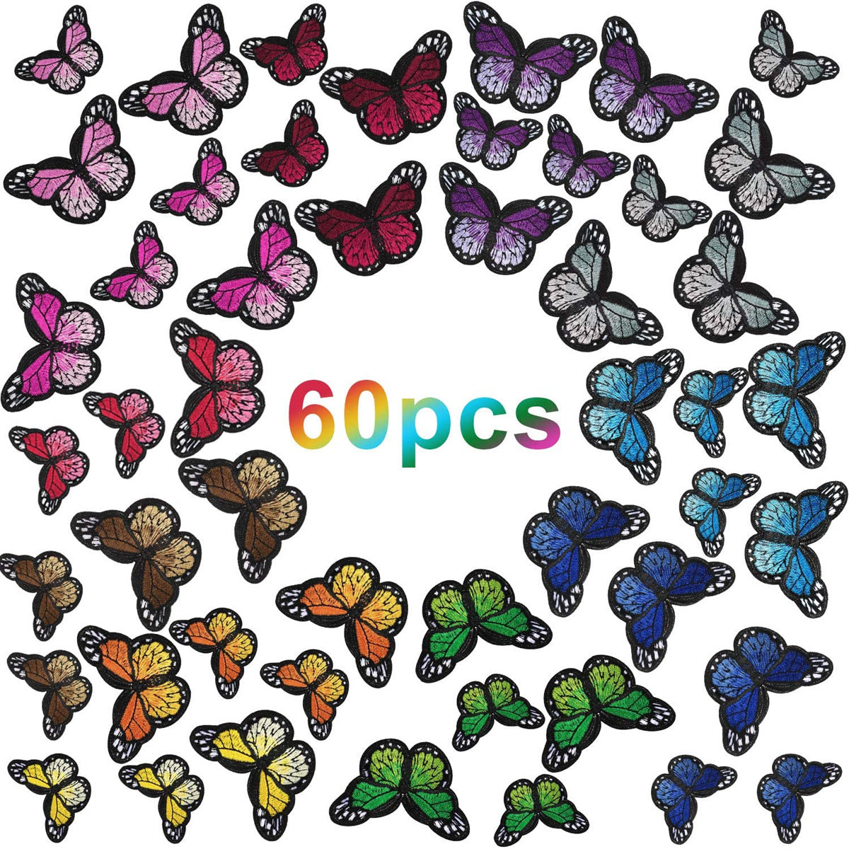 Wholesale Casual Embroidered Patch Set With Cartoon Hot Air Balloons Butterflies Flowers DIY Clothing Decoration 24 Piece Variety Pack