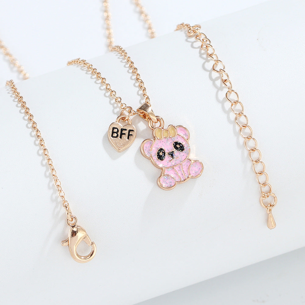 Wholesale Good Friends Cartoon Bear Necklace