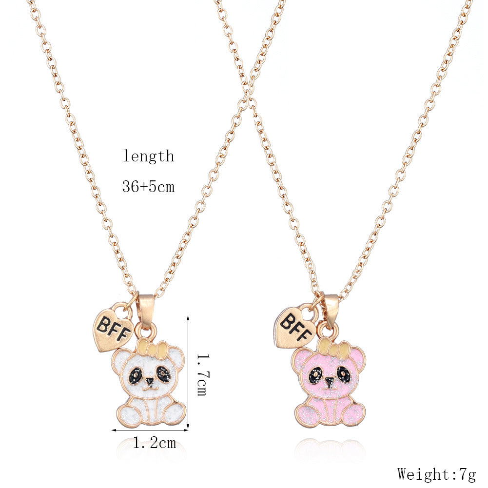 Wholesale Good Friends Cartoon Bear Necklace