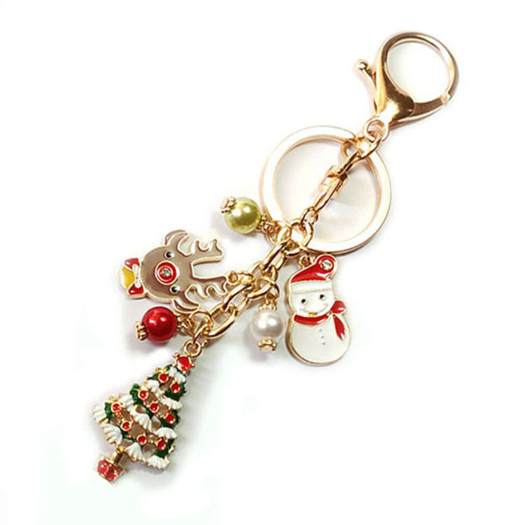 Wholesale Christmas Tree Elk Snowman Christmas  Alloy Keychain