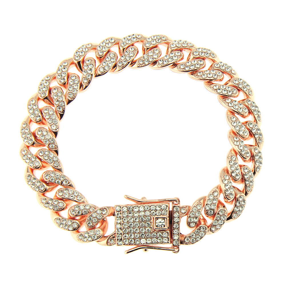 Wholesale Full Rhinestone Cuban Alloy Bracelet