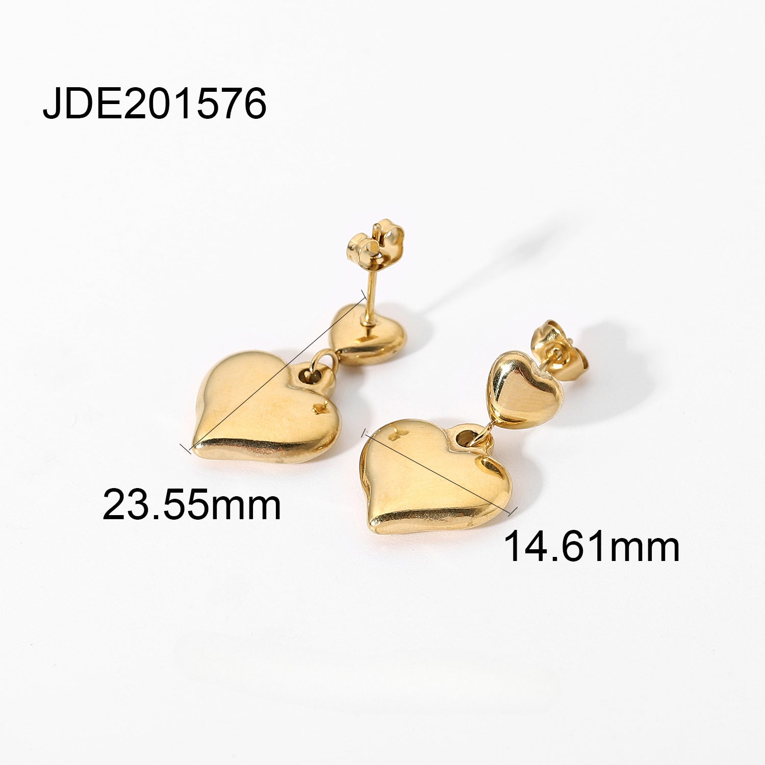 Wholesale 14K Gold Heart Shaped Stainless Steel Earrings