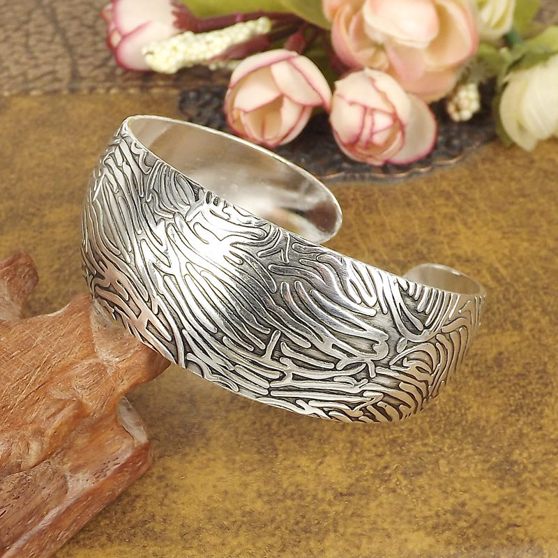 Wholesale Retro Ethnic Style Peony Wide Bracelet